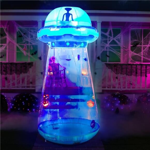 9 FT Tall Halloween Inflatable UFO Outdoor Decorations, Giant Blow Up - Picture 1 of 7